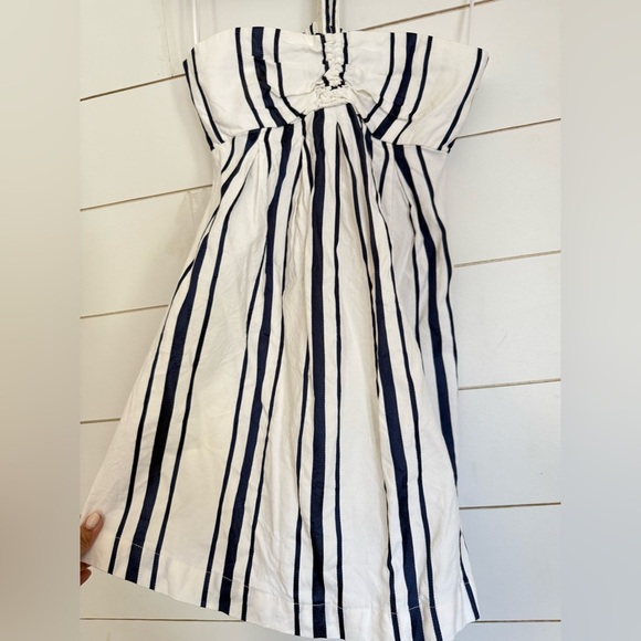 Emporio Armani Babydoll Striped Strappy Summer Dress White Navy - Picture 3 of 11